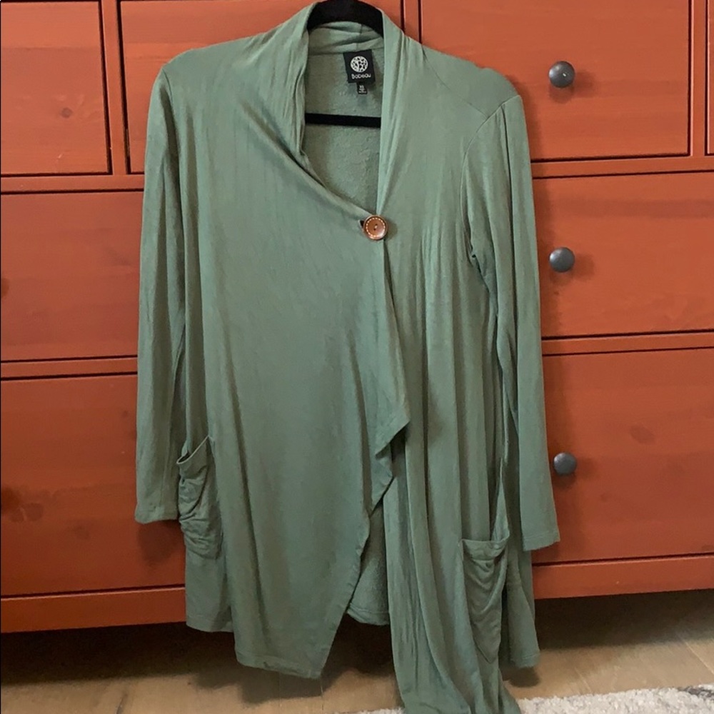 Bobeau Green Fleece Line Sweater